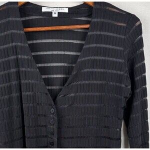 Alexia Admor Cropped Jacket Lightweight Black Buttons Sz Medium Stretch Cover-up